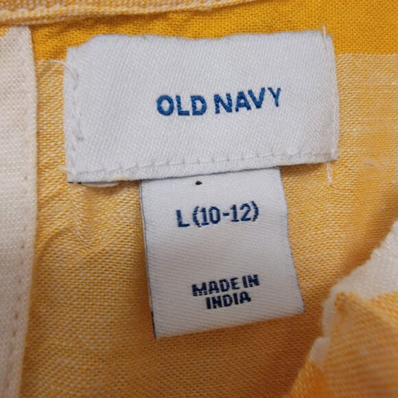 Old Navy Wrap Dress Yellow White Check Buffalo‎ Plaid Summer Large 10/12 NEW - Picture 3 of 11